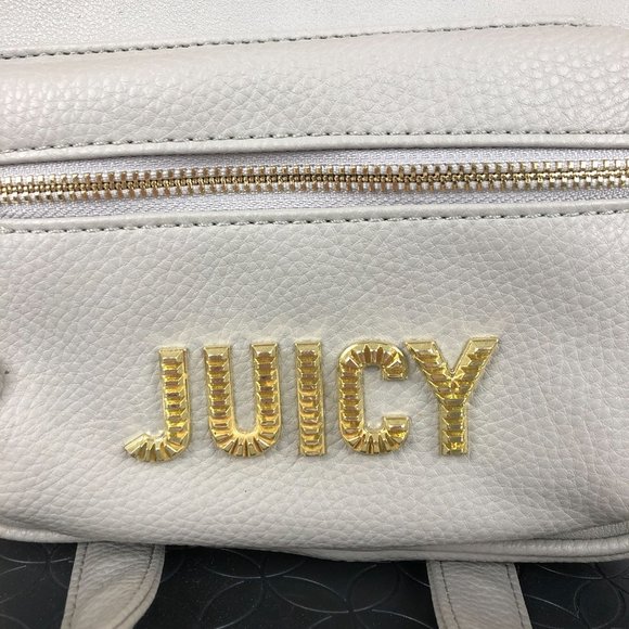 Juicy Couture Grey Gold Embellished Logo Front Top Handle Mini Backpack - Picture 15 of 15